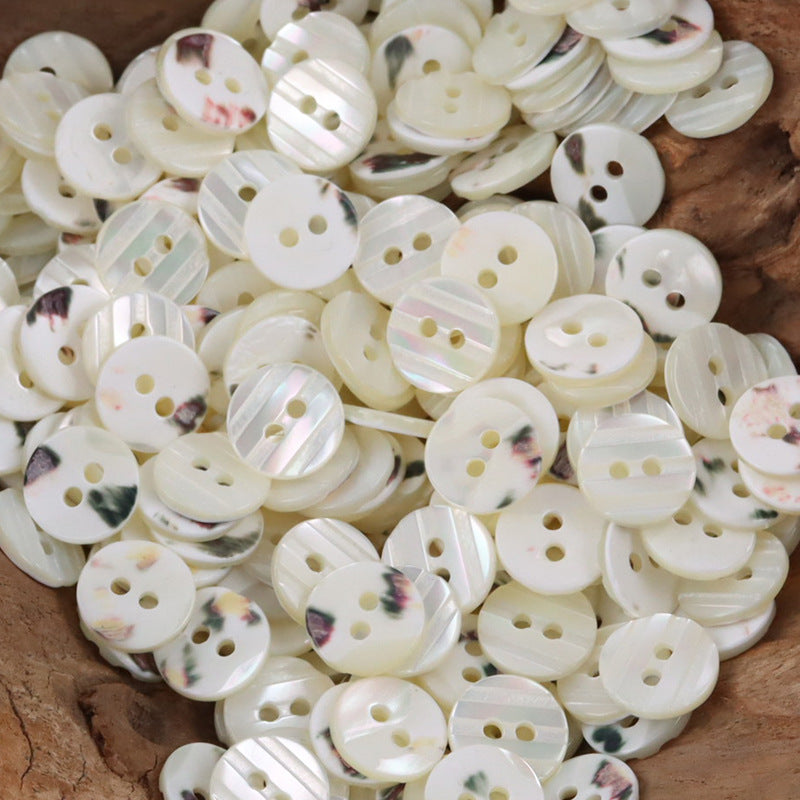 11.5mm 2/3/4-Hole Natural Shell Buttons for Silk Shirts 10pcs 2 Hole C