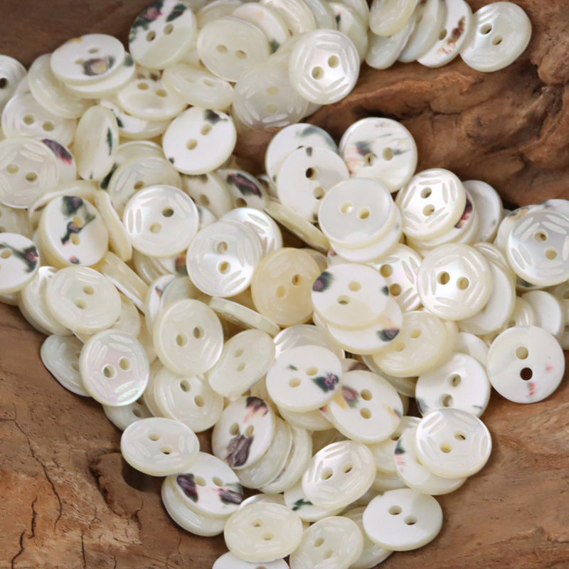 11.5mm 2/3/4-Hole Natural Shell Buttons for Silk Shirts 10pcs 2 Hole A
