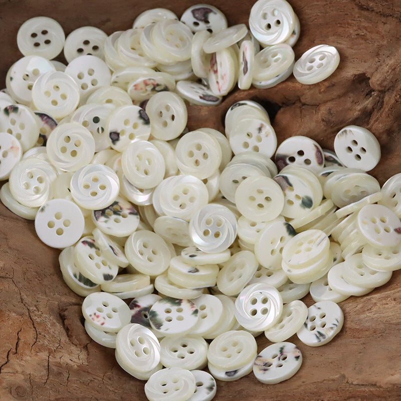 11.5mm 2/3/4-Hole Natural Shell Buttons for Silk Shirts 10pcs 4 Hole