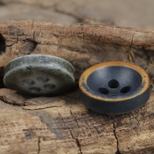 Vintage Washed Blue Natural Bovine Bone Buttons for Retro Denim Shirt 10pcs