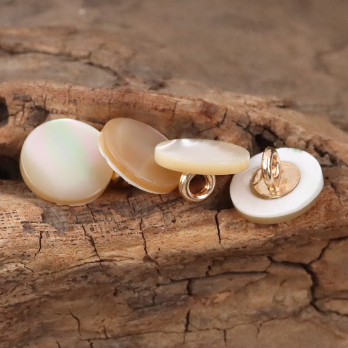 11.5mm Beige Shell Buttons with Metal Shanks for Silk Shirts 10pcs