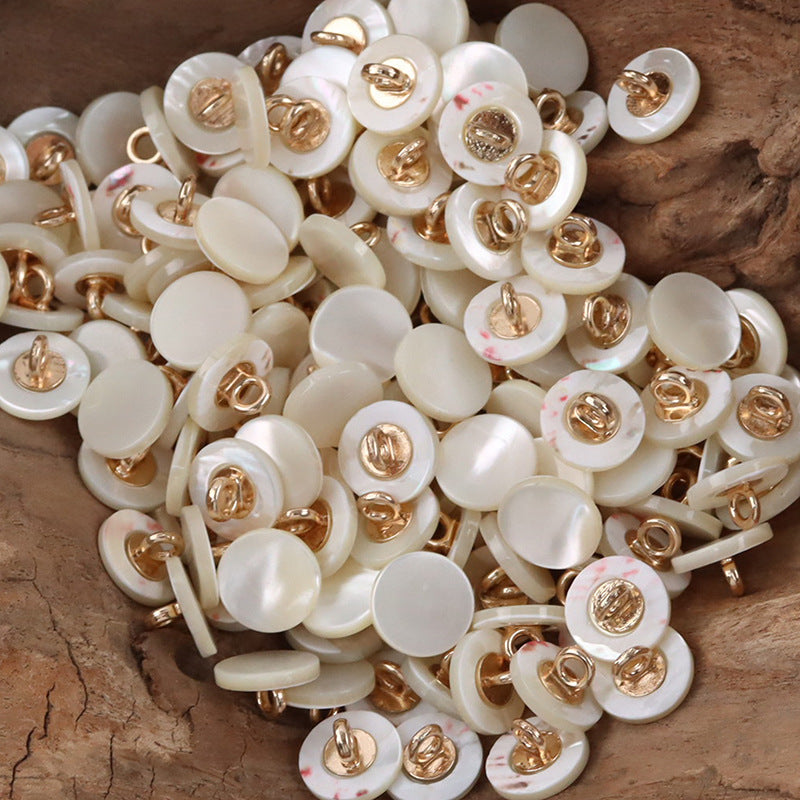 11.5mm Beige Shell Buttons with Metal Shanks for Silk Shirts 10pcs Beige