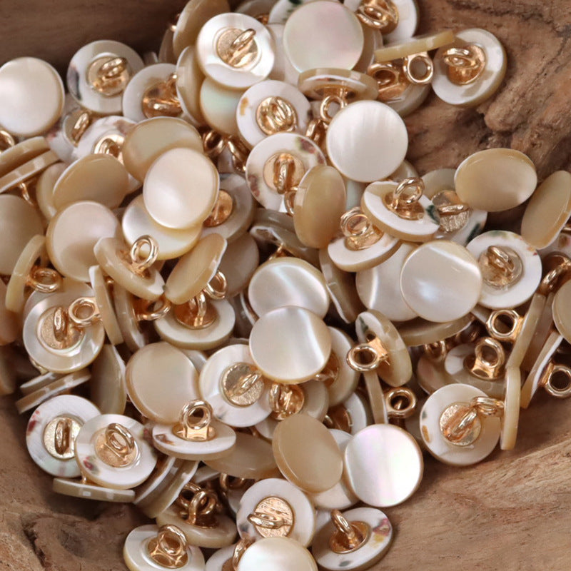 11.5mm Beige Shell Buttons with Metal Shanks for Silk Shirts 10pcs Beige Yellow