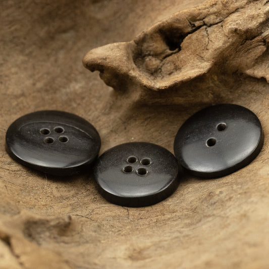 11.5-30mm Rough and Uneven Black Horn Buttons 10pcs
