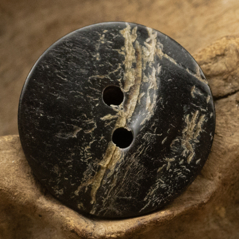 11.5-30mm Rough and Uneven Black Horn Buttons 10pcs 2 Hole