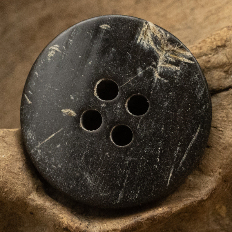 11.5-30mm Rough and Uneven Black Horn Buttons 10pcs 4 Hole