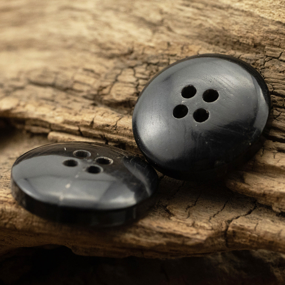 20mm Black Four-Hole Real Horn Buttons for Suits,Jackets 10pcs