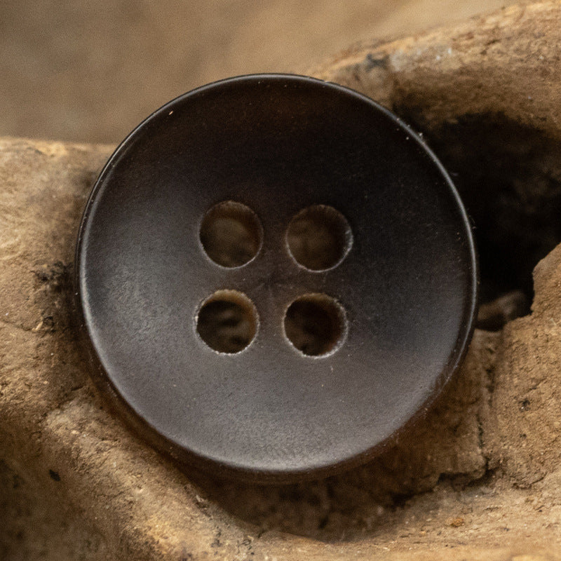 11.5mm Bowl-Shaped 4 Hole Burnt Black Horn Shirt Buttons 10pcs Brown