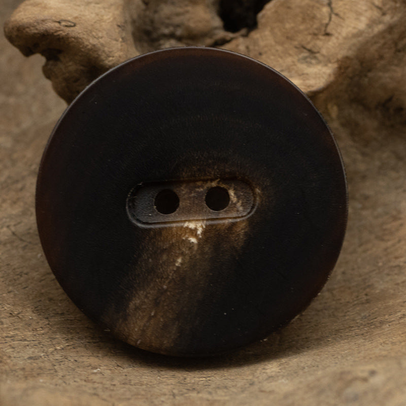 15-28MM Matte Black Flat Two-Hole Horn Buttons 10pcs Brown