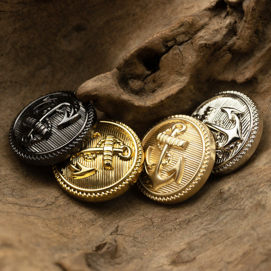 Suit Metal Buttons with Sea Anchor Pattern 10pcs