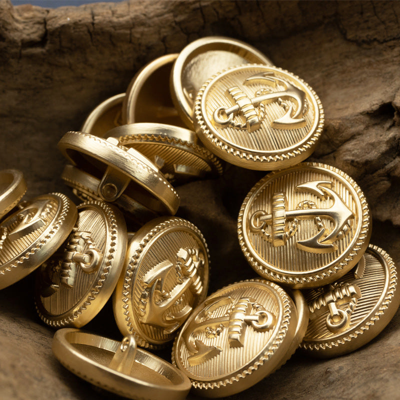 Suit Metal Buttons with Sea Anchor Pattern 10pcs Gold 1