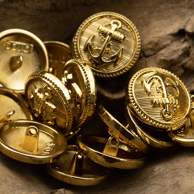 Suit Metal Buttons with Sea Anchor Pattern 10pcs Gold 2