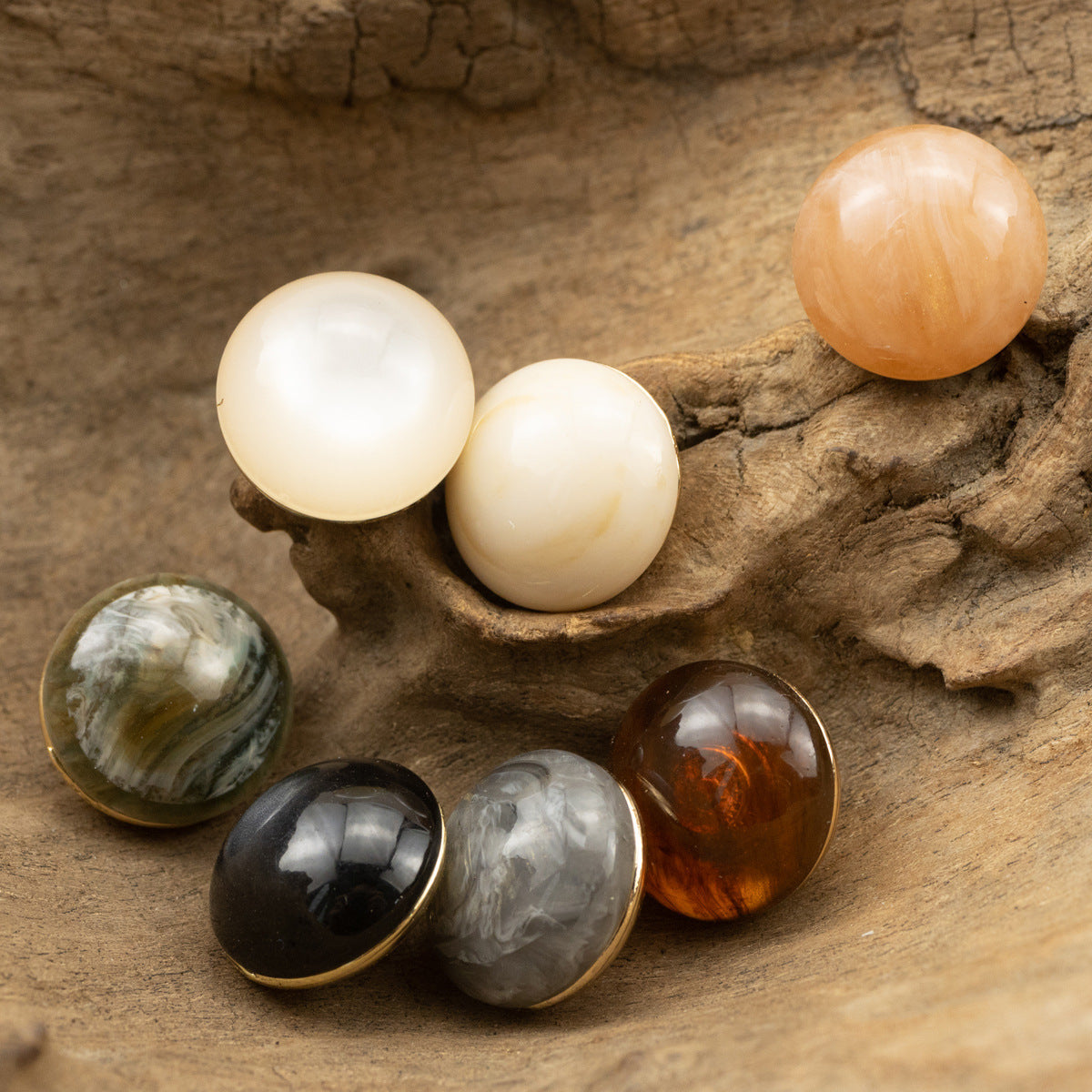 Chinese Style Cheongsam Hanfu Stone Metal Shank Buttons,10pcs
