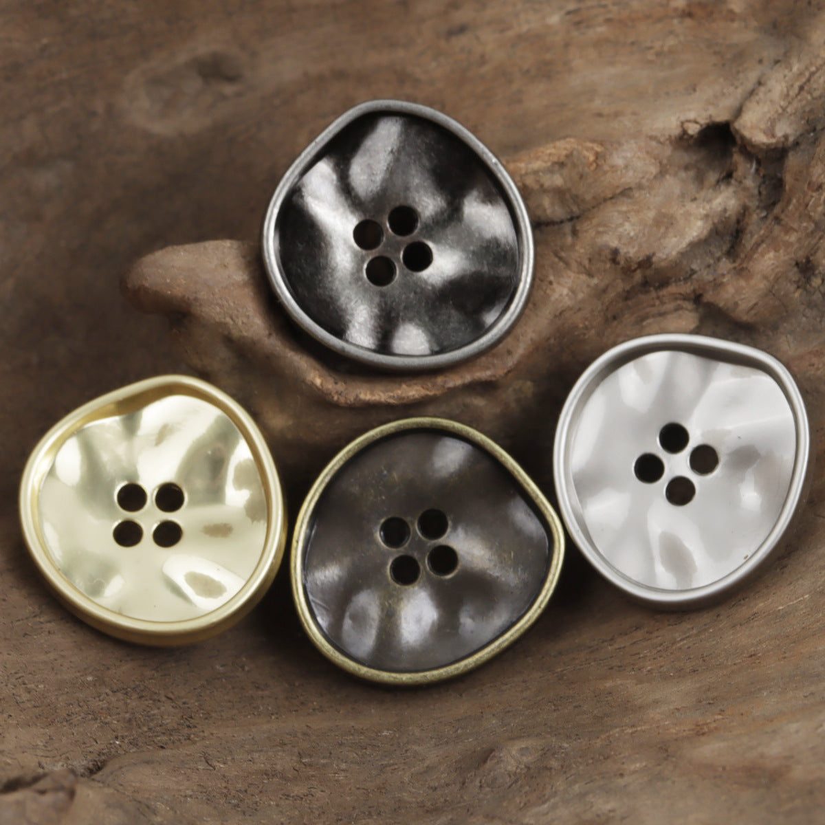 Irregular Triangle Four-Hole Metal Buttons 10pcs