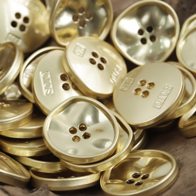 Irregular Triangle Four-Hole Metal Buttons 10pcs Light Gold