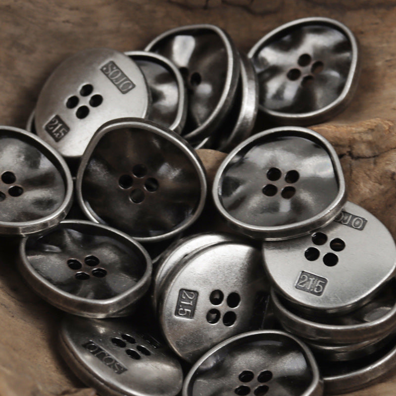 Irregular Triangle Four-Hole Metal Buttons 10pcs Black Nickel