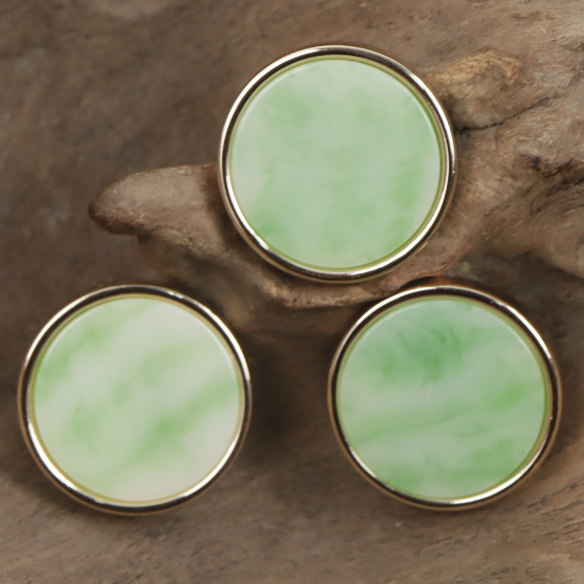 Jade Green Resin and Metal Button for Chinese Style Hanfu 10pcs