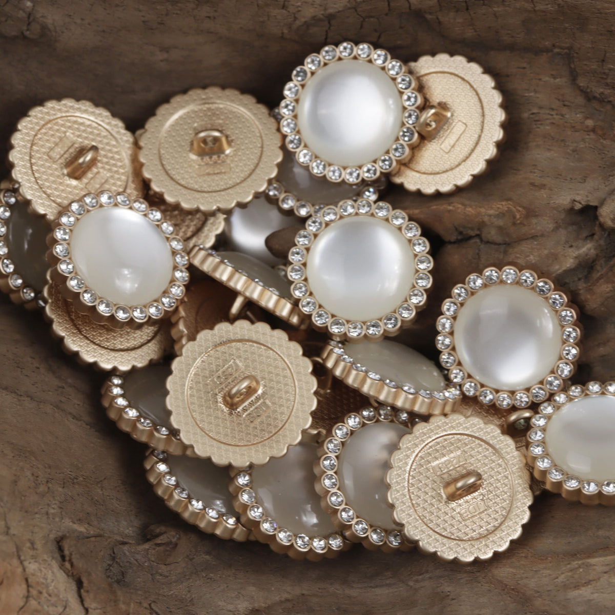 Silver Gold Zinc Alloy Metal Buttons with Diamond-Edged 10pcs Gold
