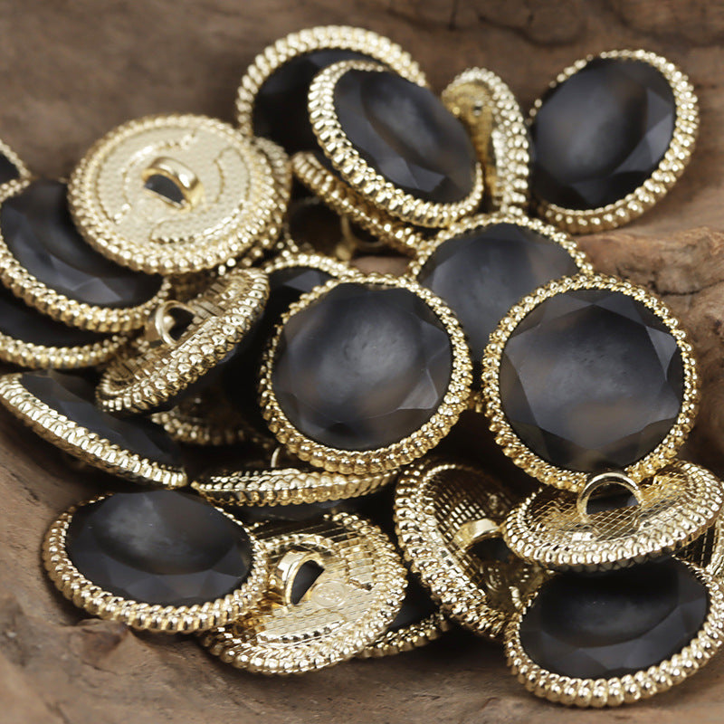 18-23mm Golden Lace Beige Resin and Metal Button 10pcs Black