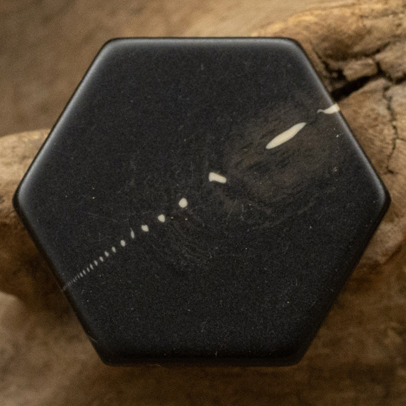 Hexagonal Marble Texture Black Brown White Resin Shank Buttons 10pcs Black