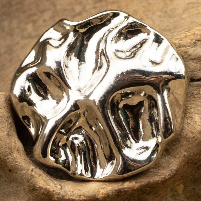 Irregular Surface Wave-Patterned Metal Button with Shank 10pcs Silver