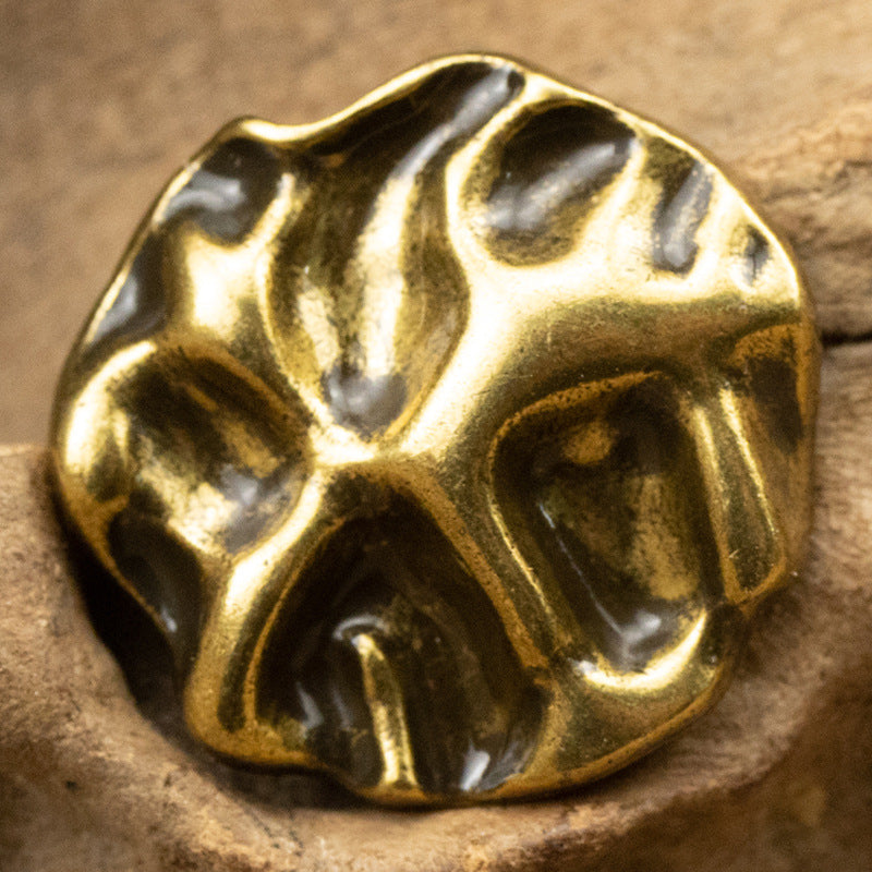 Irregular Surface Wave-Patterned Metal Button with Shank 10pcs Bronze