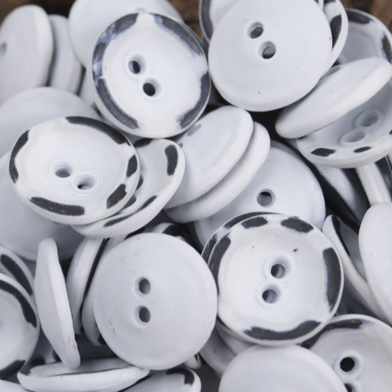 11.5mm Bowl-Shaped Distressed Rust-Colored Metal Buttons 10pcs White