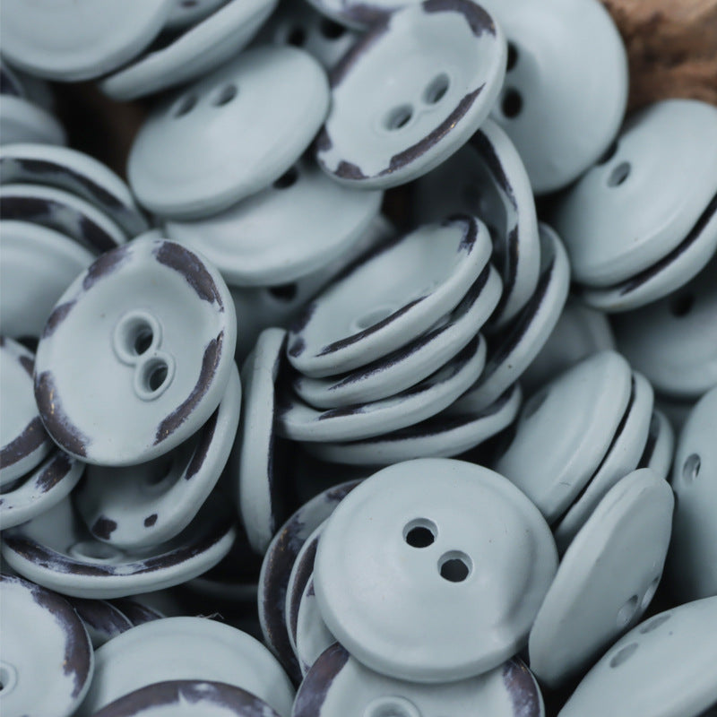 11.5mm Bowl-Shaped Distressed Rust-Colored Metal Buttons 10pcs Sky Blue