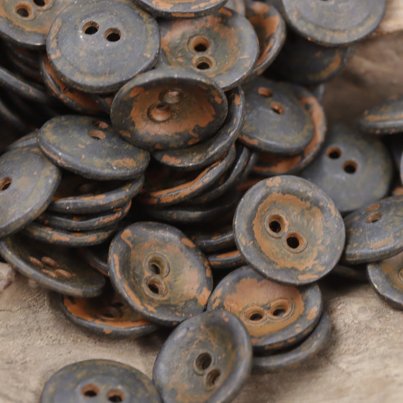 11.5mm Bowl-Shaped Distressed Rust-Colored Metal Buttons 10pcs Red Rusty