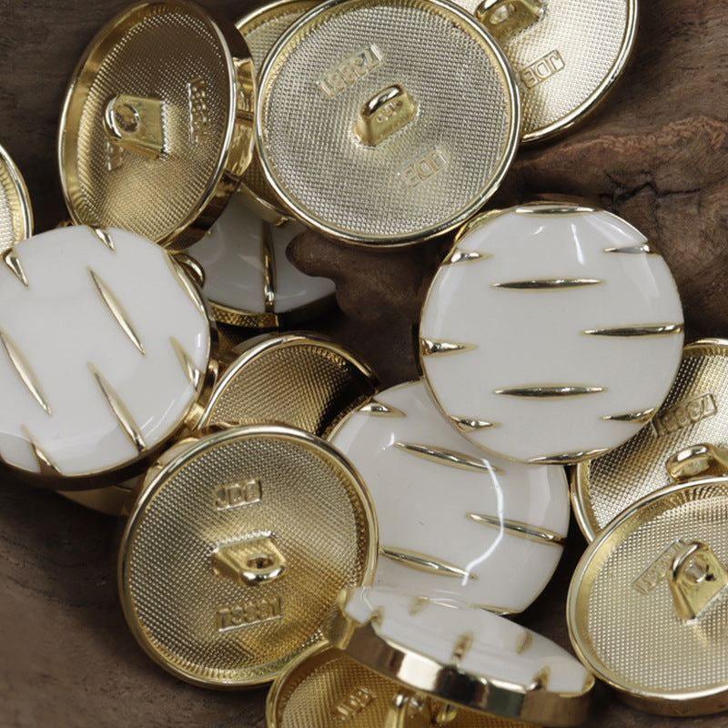 Black and Gold Striped Metal Buttons for Casual Jackets 10pcs White Gold