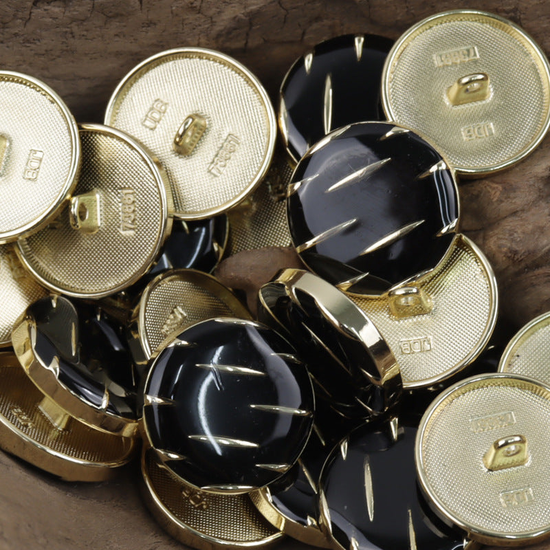 Black and Gold Striped Metal Buttons for Casual Jackets 10pcs Black Gold