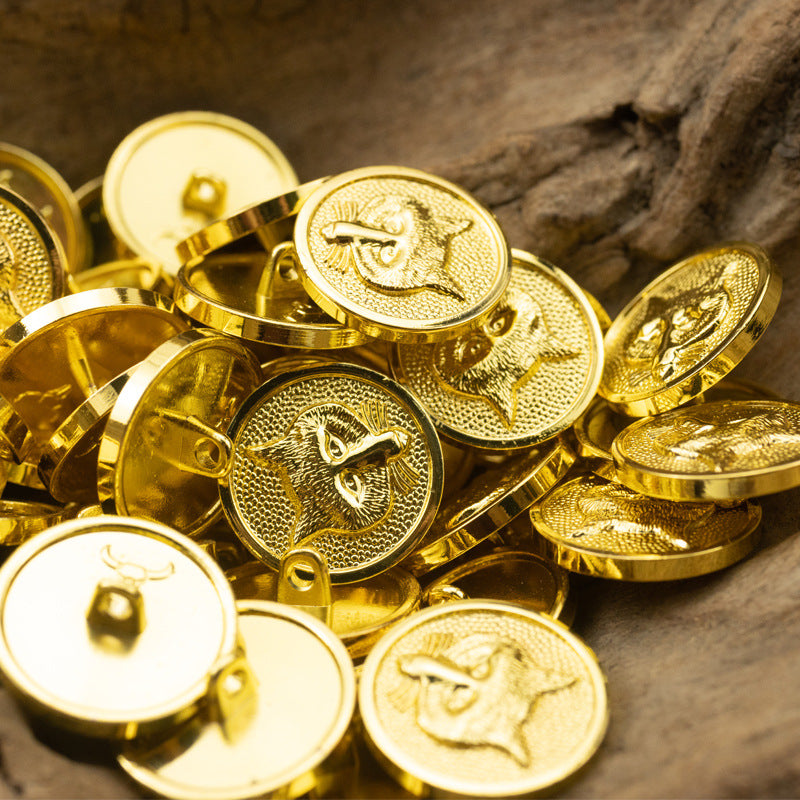 Shiny Gold Metal Shank Buttons Helm Fox Butterfly Design 6pcs Fox