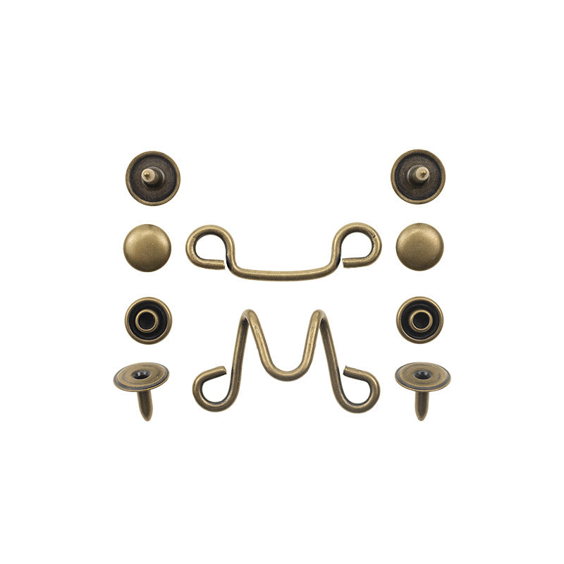 Invisible Antiqued Bronze Brass Hook Buttons for Windbreaker Collar 10pcs Bronze