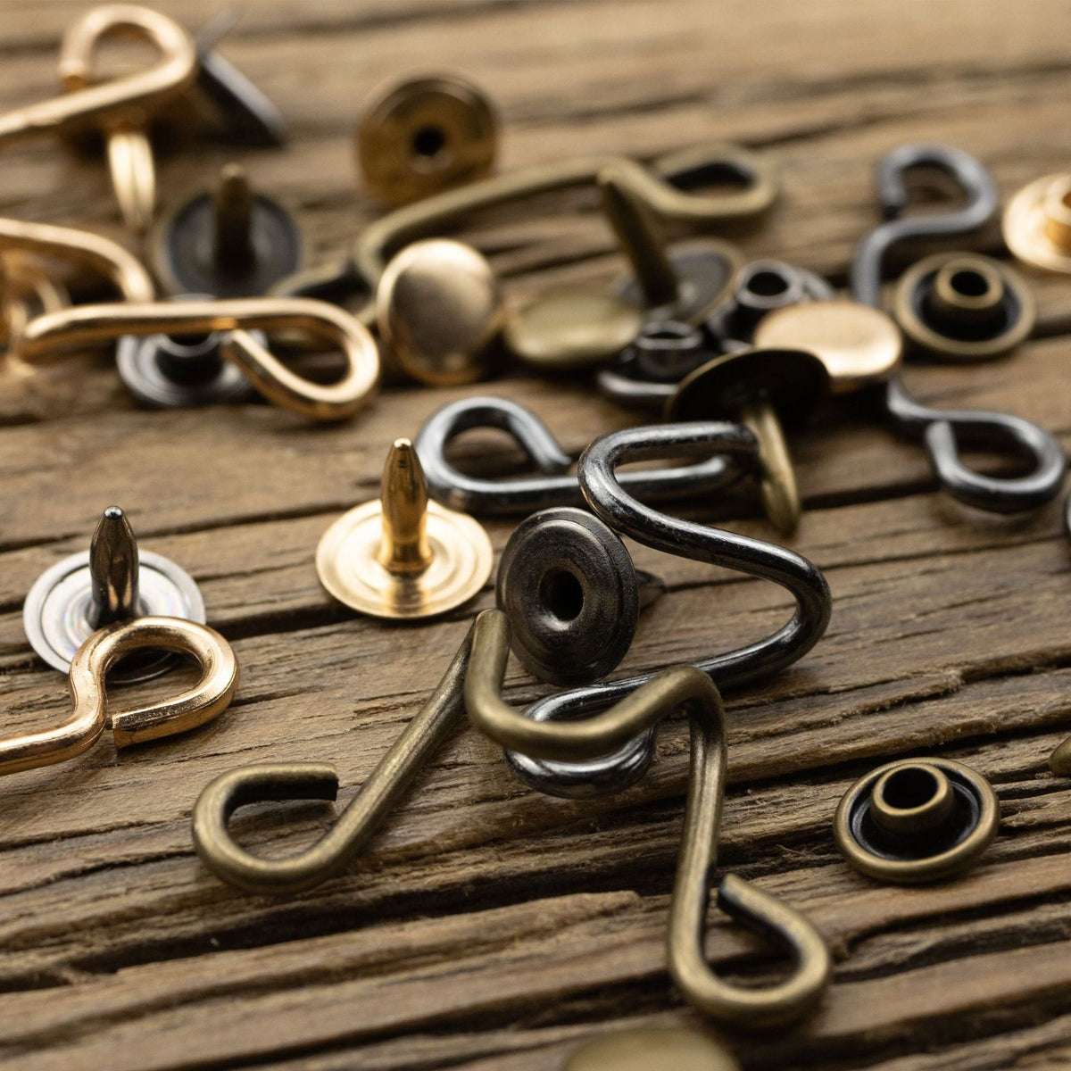 Invisible Antiqued Bronze Brass Hook Buttons for Windbreaker Collar 10pcs