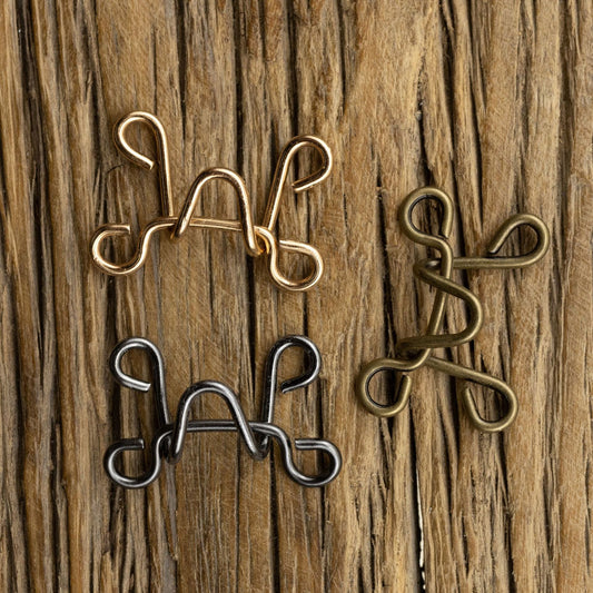 Invisible Antiqued Bronze Brass Hook Buttons for Windbreaker Collar 10pcs