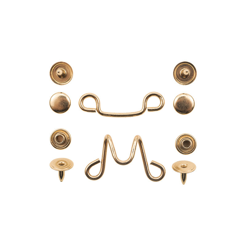 Invisible Antiqued Bronze Brass Hook Buttons for Windbreaker Collar 10pcs Gold