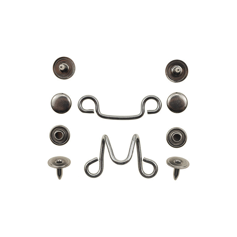 Invisible Antiqued Bronze Brass Hook Buttons for Windbreaker Collar 10pcs Black