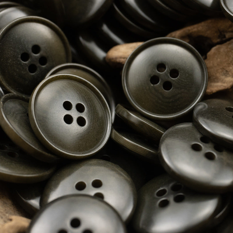 Vintage Burnt Dark Green Eco-Friendly Natural Fruit Buttons 10pcs Dark Green