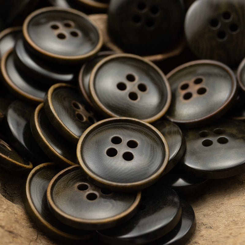 Vintage Burnt Dark Green Eco-Friendly Natural Fruit Buttons 10pcs Burnt Dark Green
