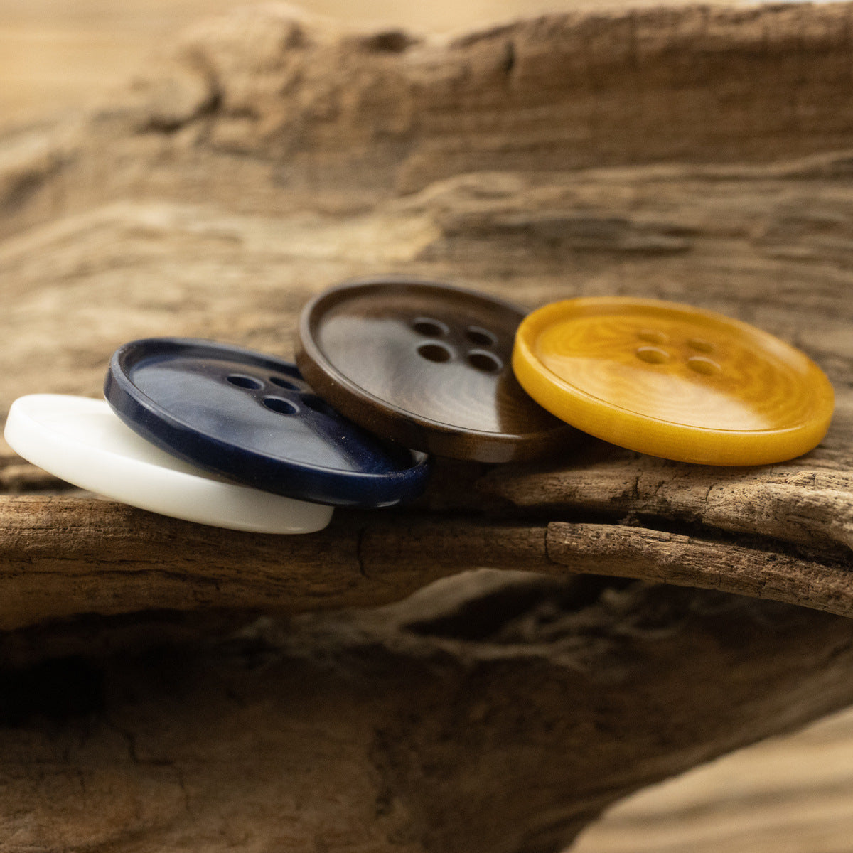 Sustainable Corozo Buttons Slim Edged Ripple 10PCS