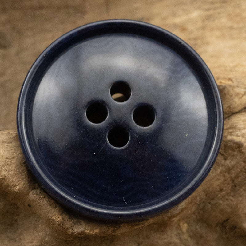 Sustainable Corozo Buttons Slim Edged Ripple 10PCS Dark Blue