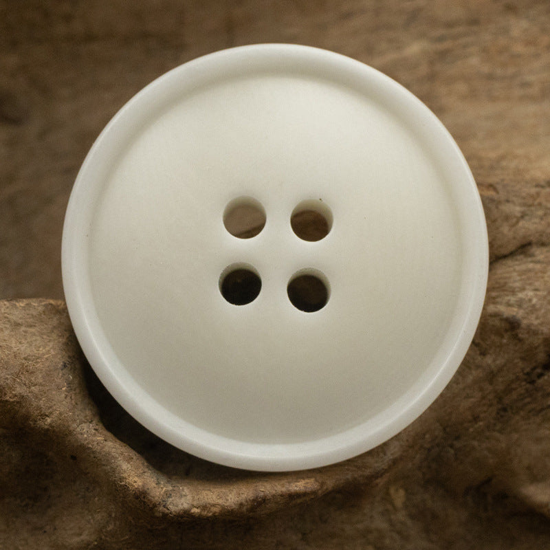 Sustainable Corozo Buttons Slim Edged Ripple 10PCS White