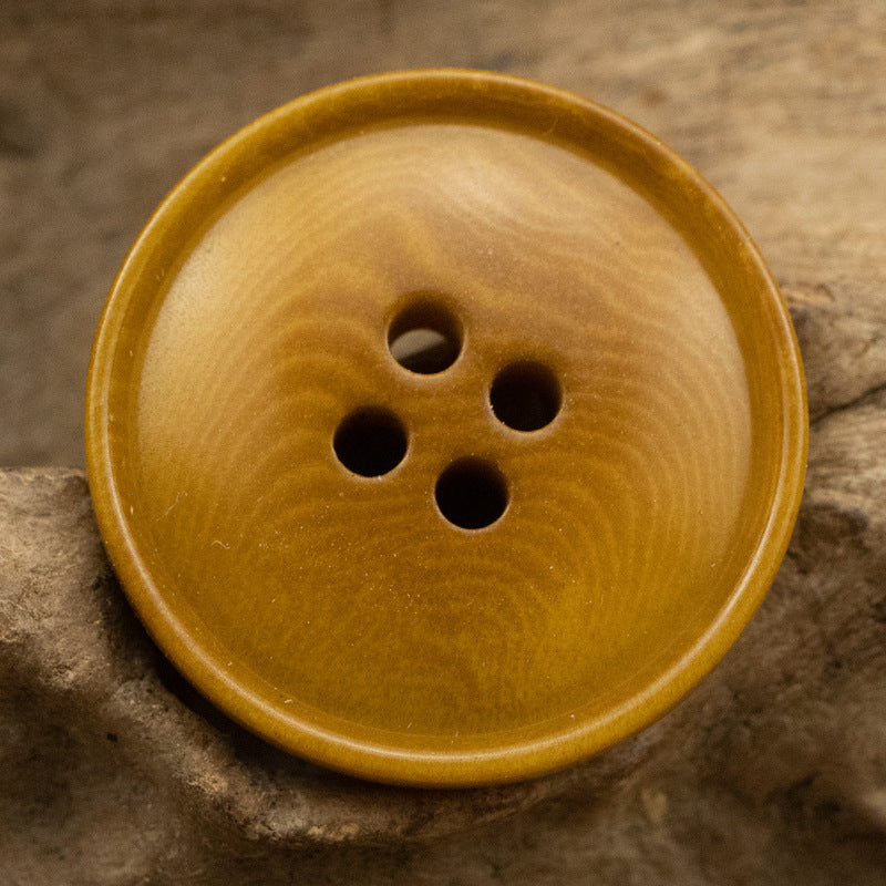 Sustainable Corozo Buttons Slim Edged Ripple 10PCS Khaki