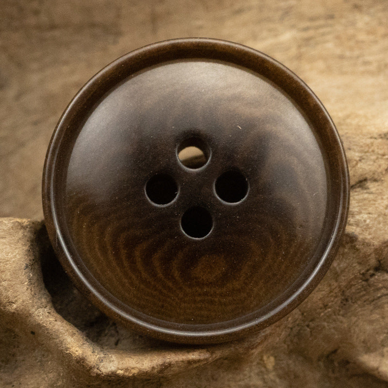 Sustainable Corozo Buttons Slim Edged Ripple 10PCS Coffee
