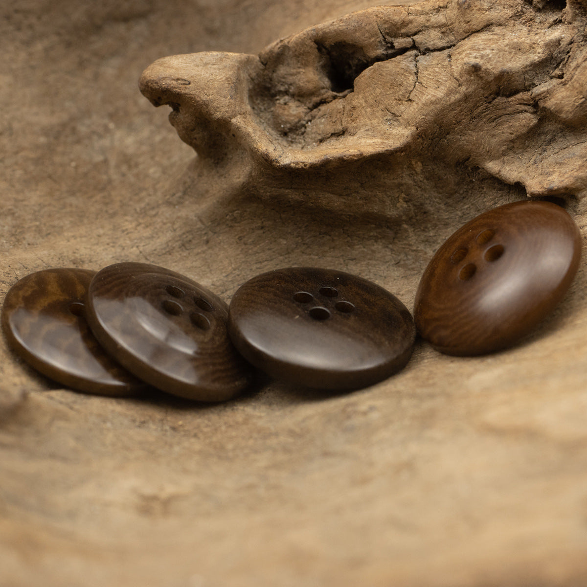 Dark Khaki Sustainable Fruit Buttons for Tailors and Designers 10pcs