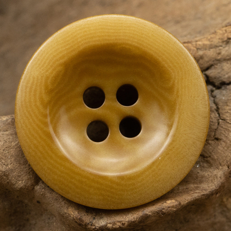 15-20mm Khaki Yellow Sustainable Fruit Buttons for Cardigans 10pcs Wide Edge