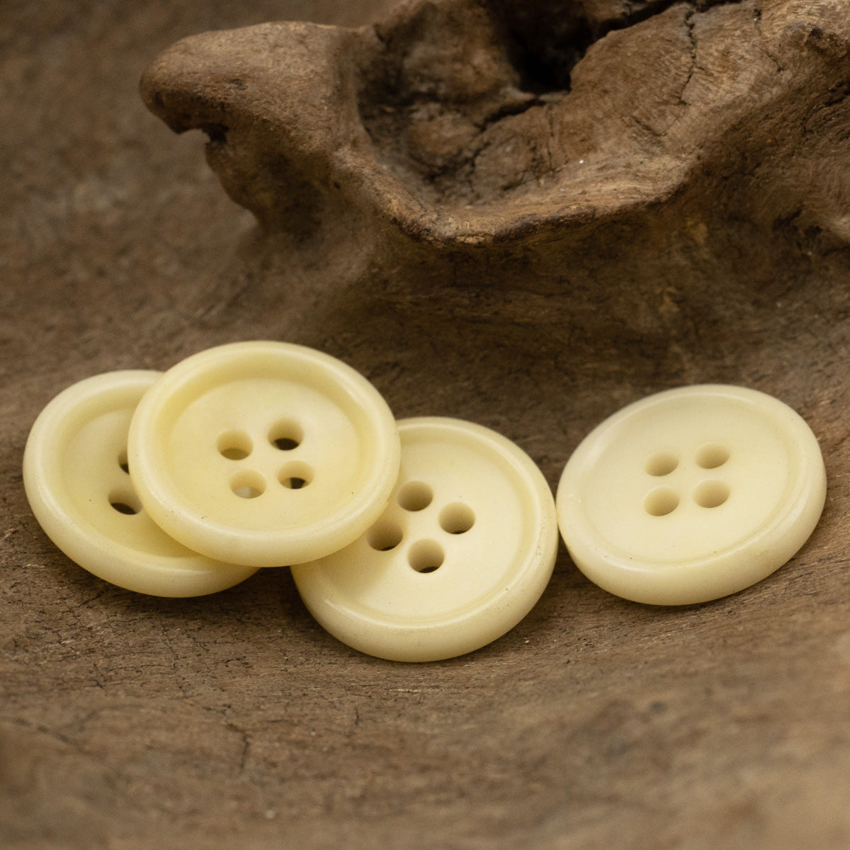 Light Beige Bowl-Shaped Four-Hole Natural Fruit Tagut Nut Buttons 10pcs