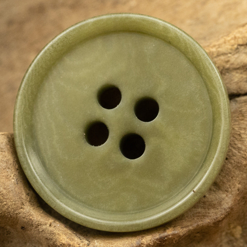 Round 4-Hole Natural Tagut Nut Buttons for Military Green Vests 10pcs Green