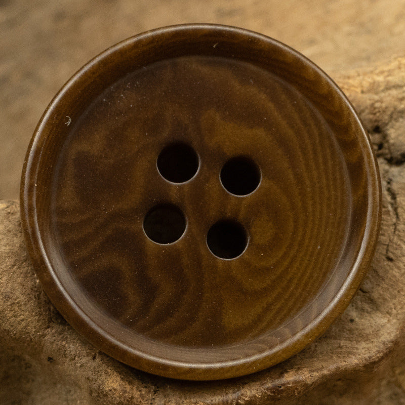 Round 4-Hole Natural Tagut Nut Buttons for Military Green Vests 10pcs Brown