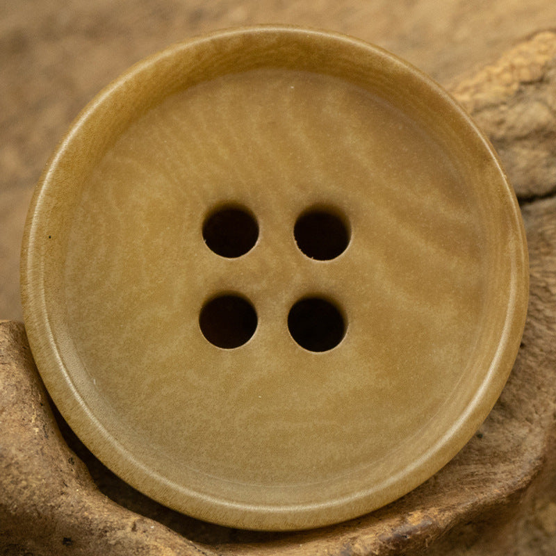 Round 4-Hole Natural Tagut Nut Buttons for Military Green Vests 10pcs Coffee